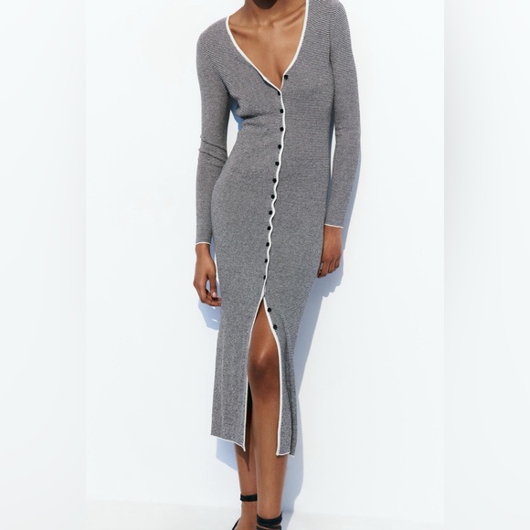NWT ZARA LONG STRIPED KNIT DRESS - Picture 2 of 8